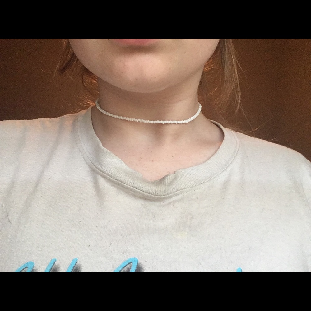 white beaded necklace